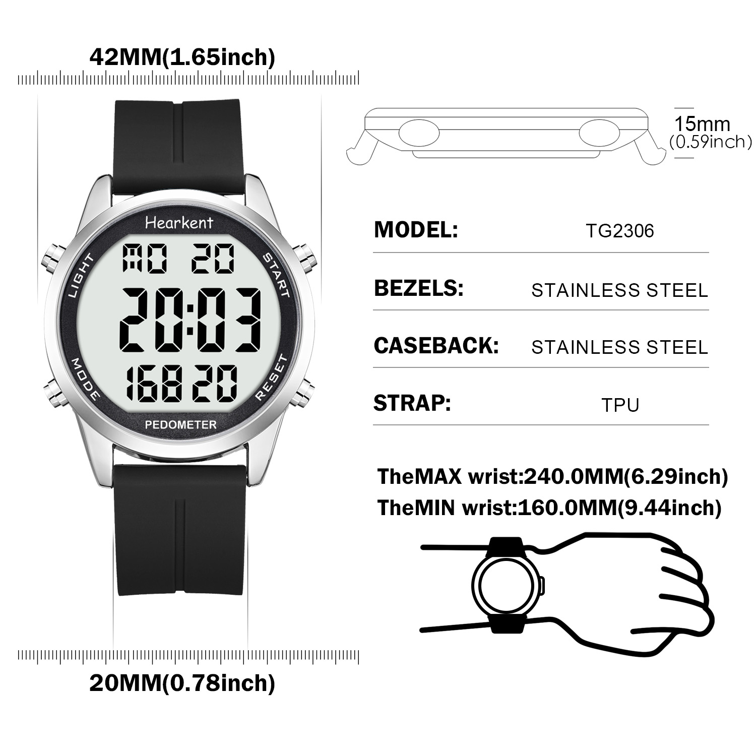 Hearkent Pedometer Watch Men/W - Running Watch review and price