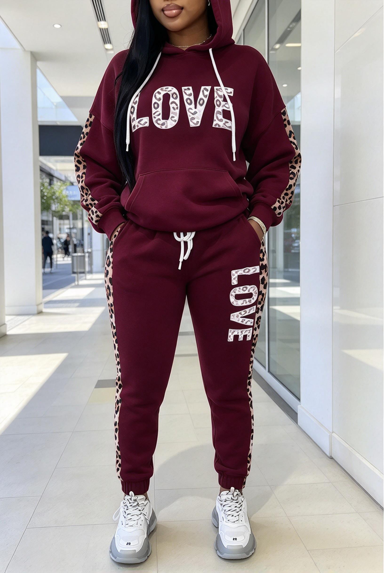Women Letter Leopard Spliced H - Joggers Pants review and price