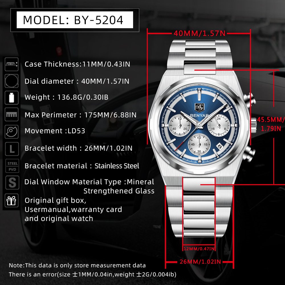 BENYAR 40MM Men's Multifunctio - Running Watch review and price